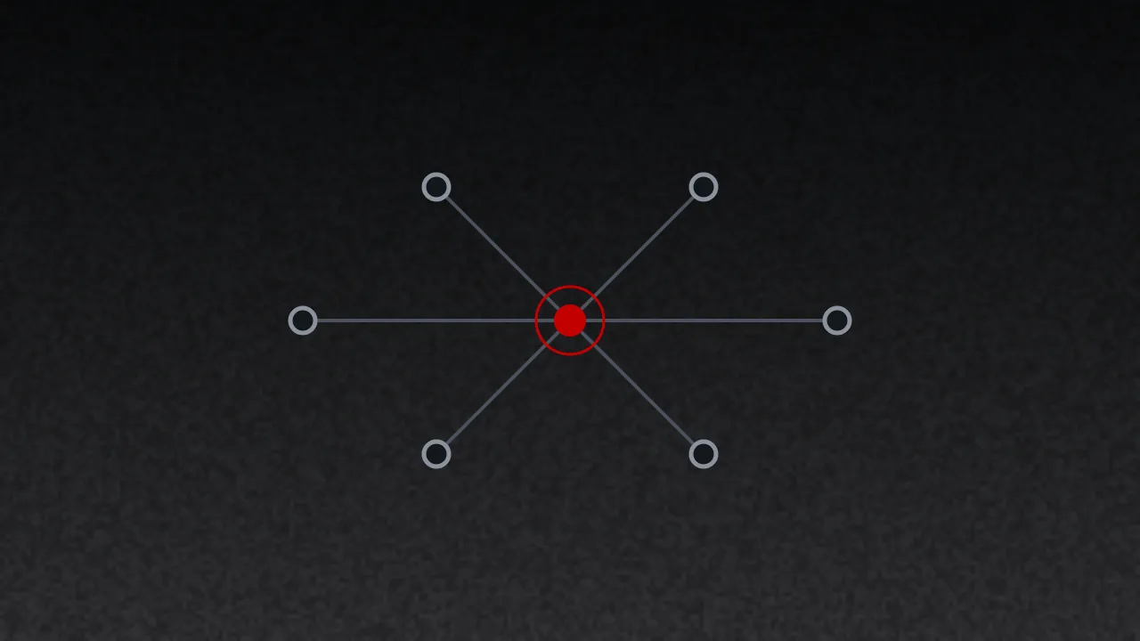 One central point with six lines pulling on it