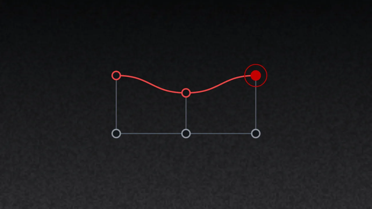 A red path whose points each link to a matching point on a line below