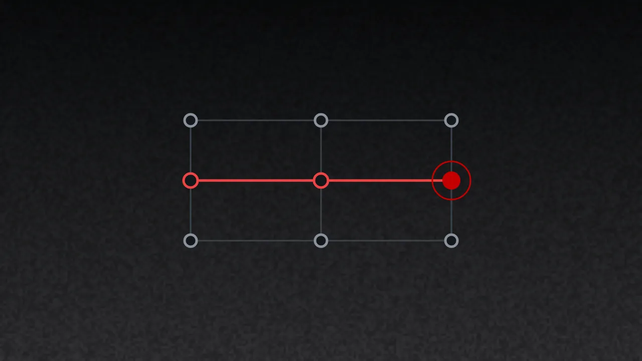 A tidy grid of points with one red line across the middle